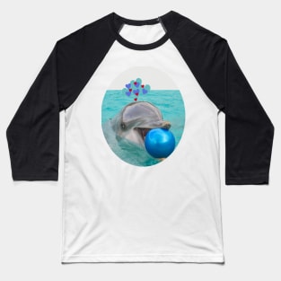 beautiful image of a dolphin playing happily with a beach ball Baseball T-Shirt